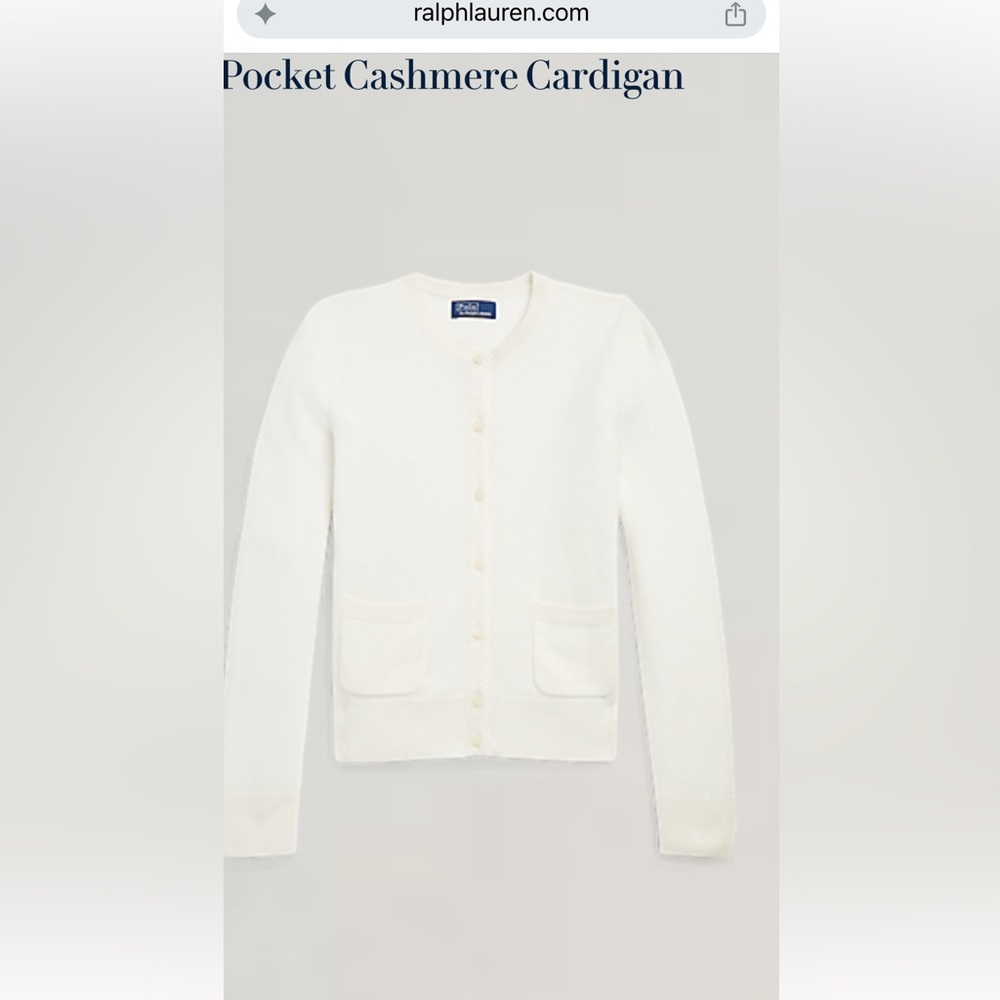 Polo Ralph Lauren Cream Pocket 100% Cashmere Cardigan Sweater